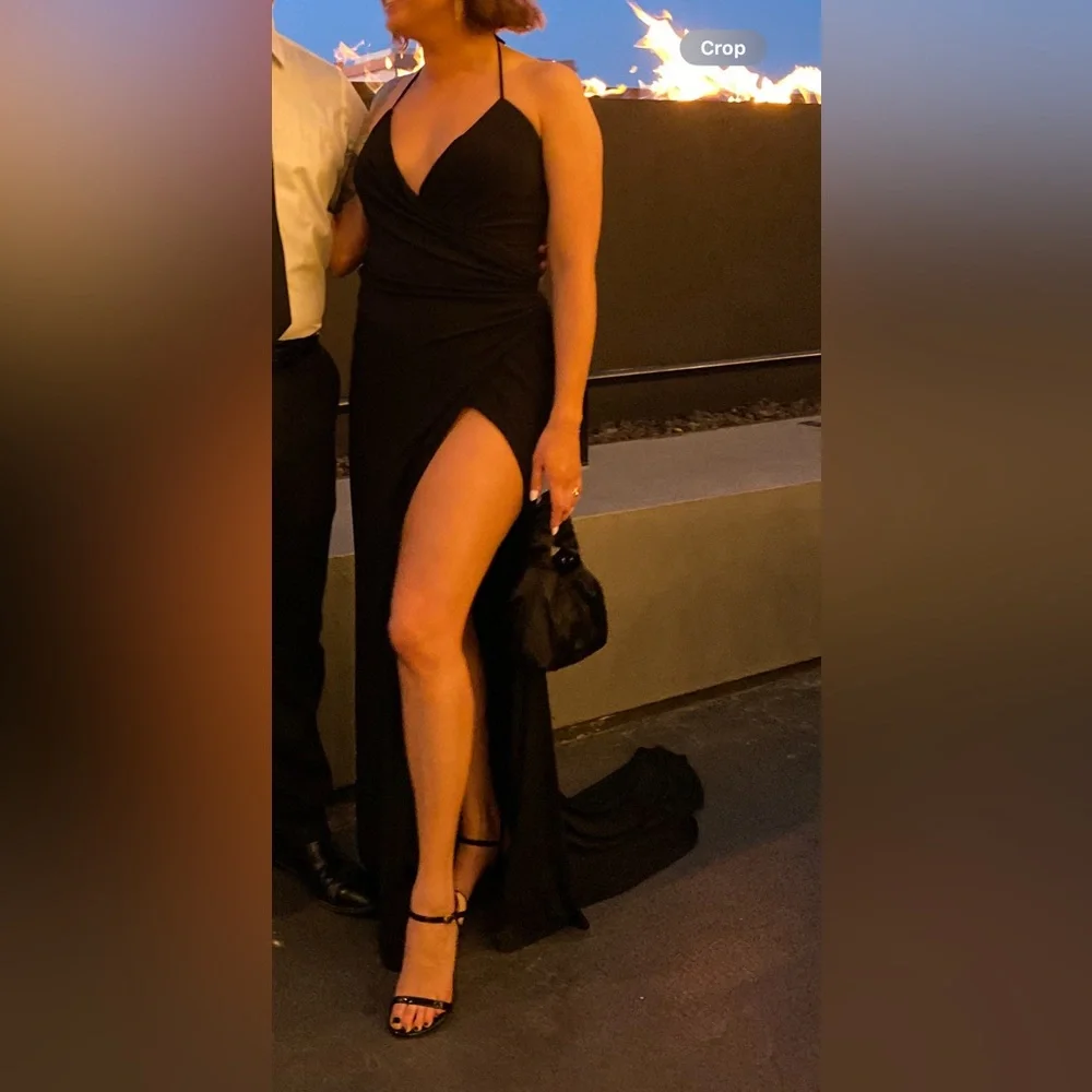 Katie May Medium Black Halter Slit Dress Jupiter Gown - Picture 4 of 5